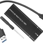 NVME SSD fioka, M.2 NVME to USB C Adapter crno kuciste, USB 3.1 Gen 2 (10 Gbps) za M2 PCIE SSD
