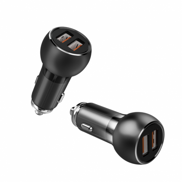Auto punjac LDNIO 3.6V 3.0A sa iPhone kablom za brzo punjenje i 2 USB-a crni
