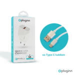 Kucni punjac Pluginn PI-D52S, QC3.0 18W sa Type C kablom beli - Slika 3
