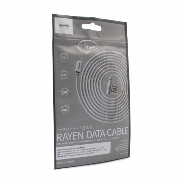 Data kabl REMAX Rayen RC-075m micro USB sivi 1m