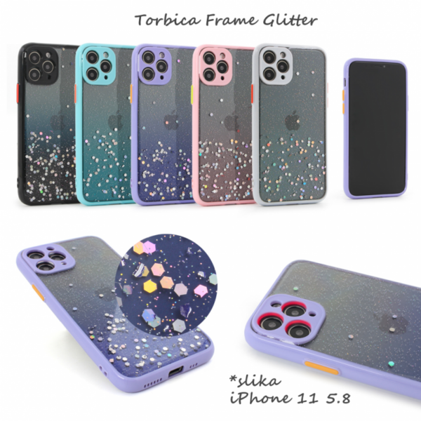 Torbica Frame Glitter za iPhone 12 Pro 6.1 crna