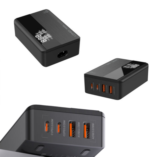 Brzi punjač 65W sa 4 porta - 2xPD i 2xUSB za sve uređaje