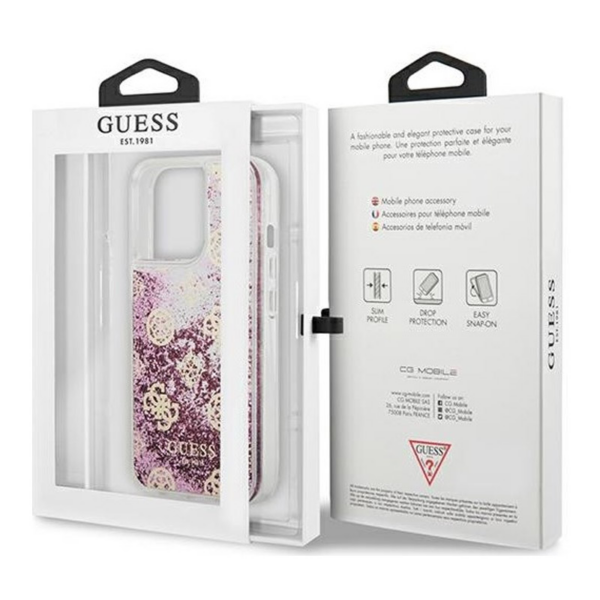 Torbica Guess Hc Liquid Glitter Peony za iPhone 13 Pro 6.1 roze (GUHCP13LLGPEPI)