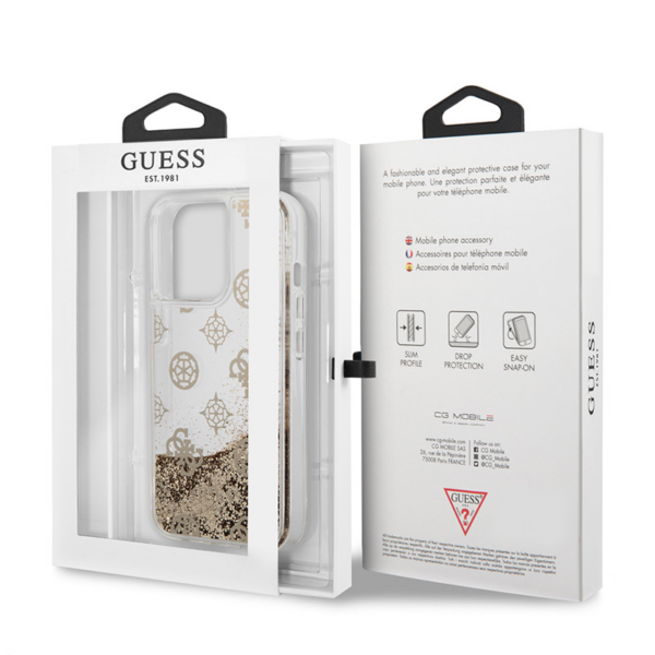 Torbica Guess Hc Liquid Glitter Peony za iPhone 13 Pro 6.1 zlatna (GUHCP13LLGPEGO)