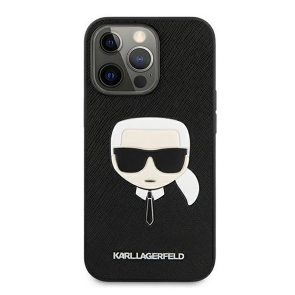 Torbica Karl Lagerfeld Saffiano Karl Head za iPhone 13 6.1 crna (KLHCP13MSAKHBK)