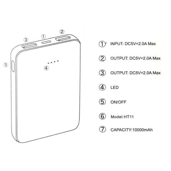 Back up baterija Oxpower HT11 10000 mAh bela