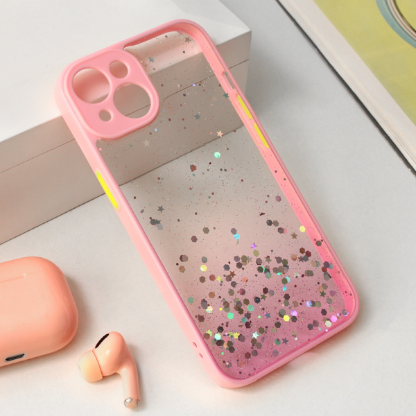 Torbica Frame Glitter za iPhone 14 6.1 roze