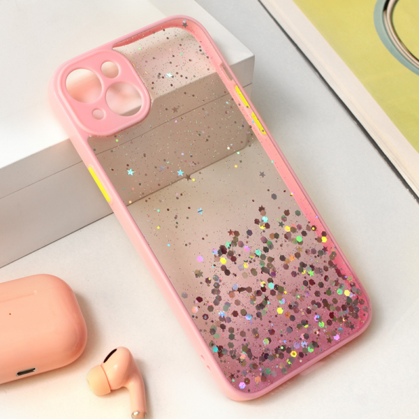 Torbica Frame Glitter za iPhone 14 Plus 6.7 roze