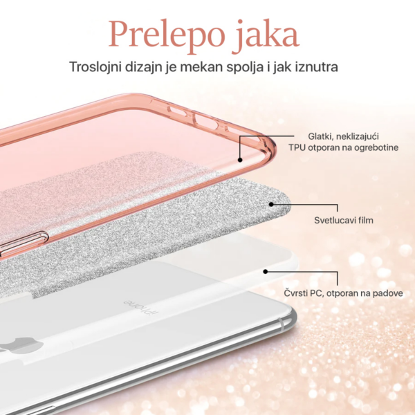 Torbica Crystal Dust za iPhone 14 6.1 Pro roze