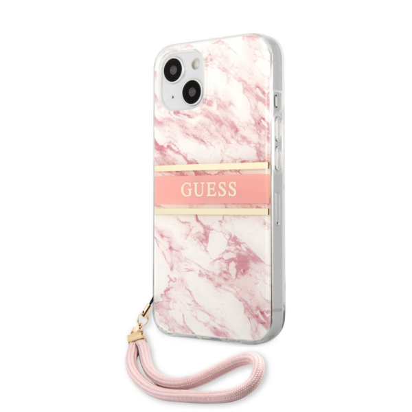 Torbica Guess Marble Strap za iPhone 13 6.1 roze (GUHCP13MKMABPI)