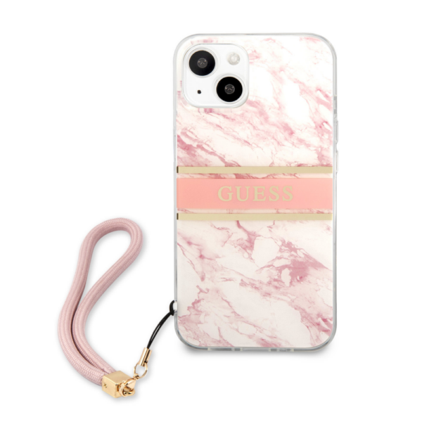 Torbica Guess Marble Strap za iPhone 13 6.1 roze (GUHCP13MKMABPI)