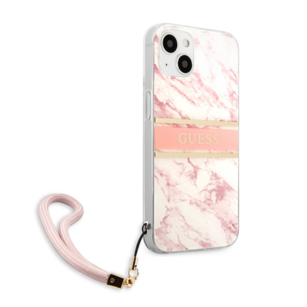 Torbica Guess Marble Strap za iPhone 13 6.1 roze (GUHCP13MKMABPI)