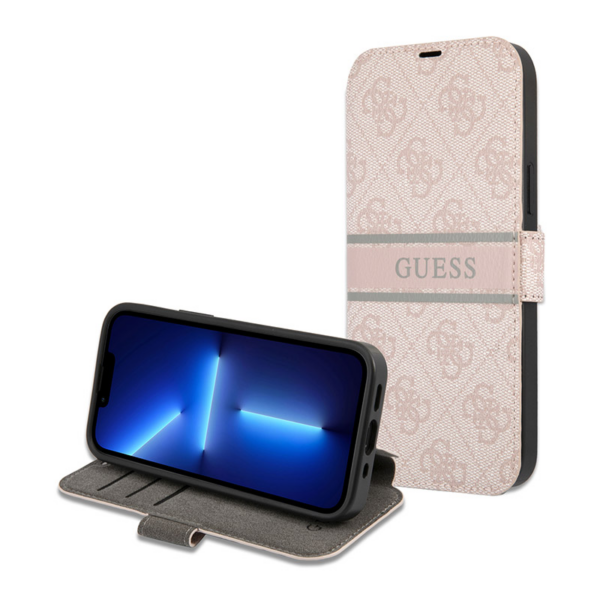 Torbica Guess Stripe Bk Pu za iPhone 13 6.1 roze (GUBKP13M4GDPI)