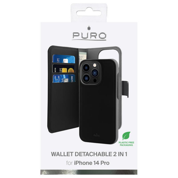 Torbica Puro novcanik 2u1 za iPhone 14 Pro 6.1 crna