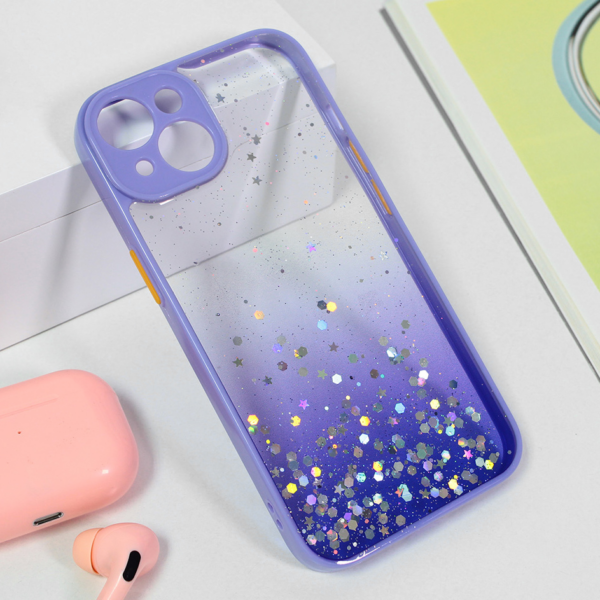 Torbica Frame Glitter za iPhone 14 6.1 ljubicasta