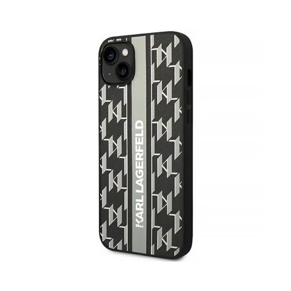 Torbica Karl Lagerfeld Hc Monogram stripe za iPhone 14 6.1 siva (KLHCP14SPGKLSKG)