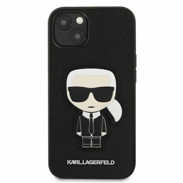 Torbica Karl Lagerfeld Hc Saffiano Ikonik Patch za iPhone 13 6.1 crna (KLHCP13MOKPK)