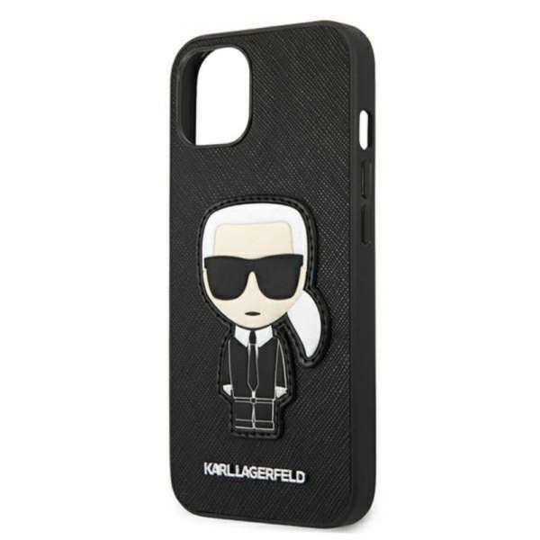 Torbica Karl Lagerfeld Hc Saffiano Ikonik Patch za iPhone 13 6.1 crna (KLHCP13MOKPK)