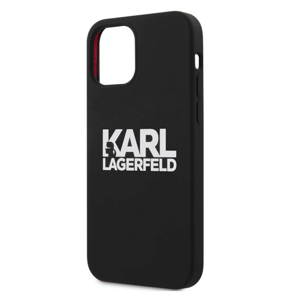 Torbica Karl Lagerfeld Hc Silikone Stack Logo za iPhone 12 Pro Max 6.7 crna (KLHCP12LSLKLRBK)