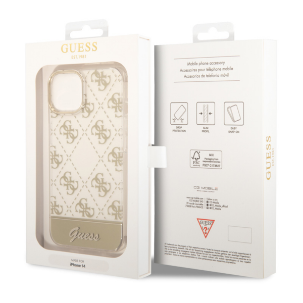 Torbica Guess Hc 4G Electro Script za iPhone 14 6.1 zlatna (GUHCP14SHG4MHG)