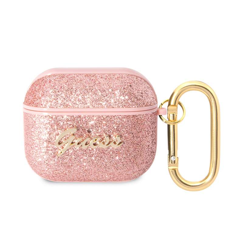 25042024662ab61cd38b1.png Torbica Guess za Airpods 3 PU Glitter Flake pink (GUA3HGGSHP) - Slika 1