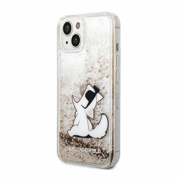 Torbica Karl Lagerfeld Hc Liquid Glitter Choupette za iPhone 14 6.1 zlatna (KLHCP14SGCFD)