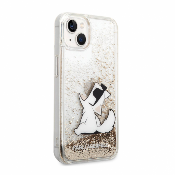 Torbica Karl Lagerfeld Hc Liquid Glitter Choupette za iPhone 14 6.1 zlatna (KLHCP14SGCFD)