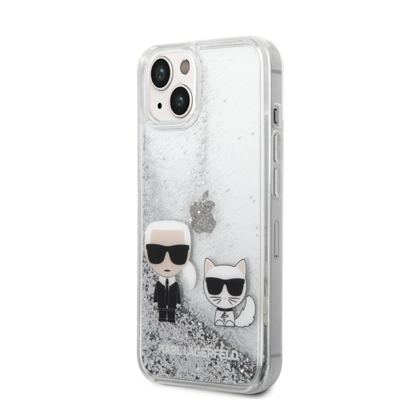 Torbica Karl Lagerfeld Hc Liquid Glitter Karl&Choupette za iPhone 14 6.1 srebrna (KLHCP14SGKCS)