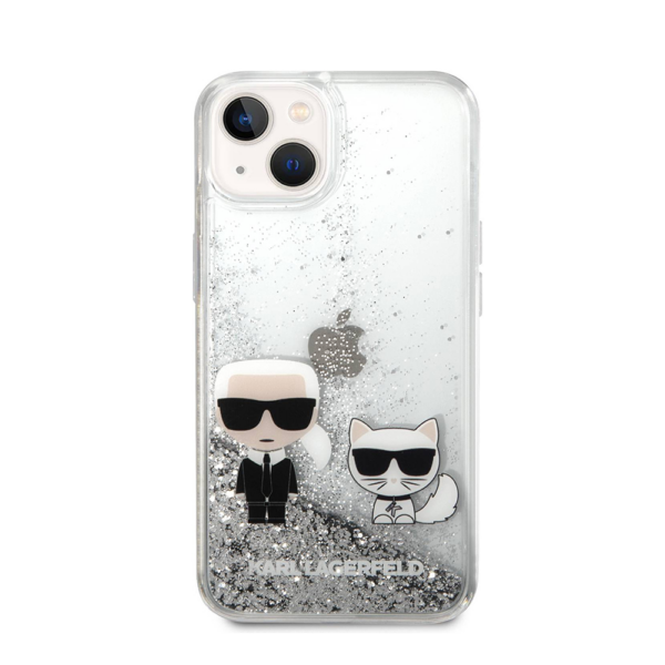 Torbica Karl Lagerfeld Hc Liquid Glitter Karl&Choupette za iPhone 14 6.1 srebrna (KLHCP14SGKCS)