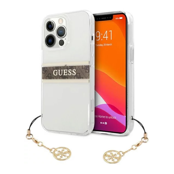 Torbica Guess 4G Stripe Charm za iPhone 13 Pro Max 6.7 braon (GUHCP13XKB4GBR)