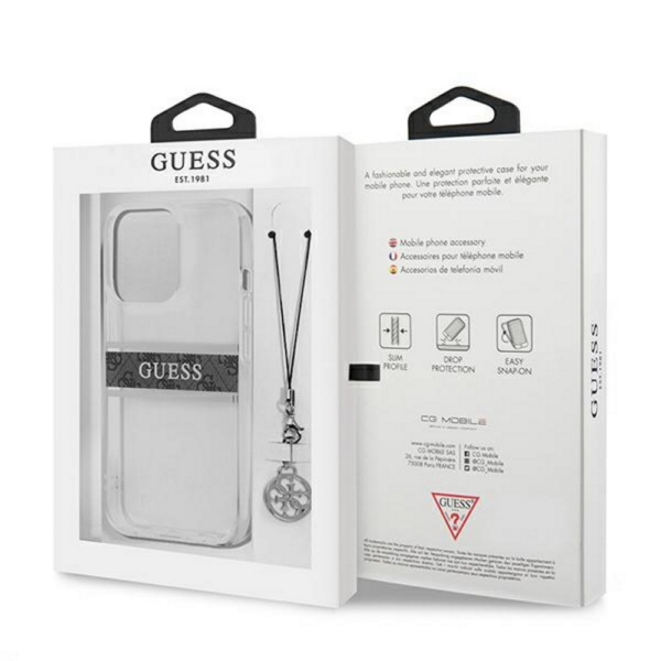 Torbica Guess 4G Stripe Charm za iPhone 13 Pro Max 6.7 siva (GUHCP13XKB4GGR)