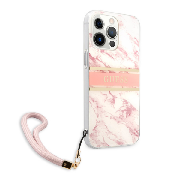 Torbica Guess Marble Strap za iPhone 13 Pro 6.1 roze (GUHCP13LKMABPI)