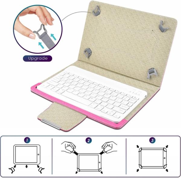 Torbica sa Bluetooth Tastaturom Leather za Tablet 10" Univerzalna pink