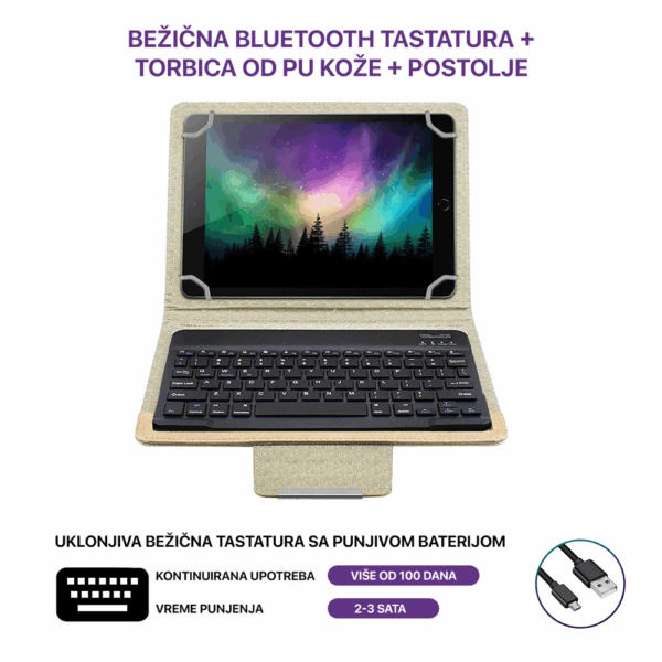 Torbica sa Bluetooth Tastaturom Leather za Tablet 10" Univerzalna zlatna