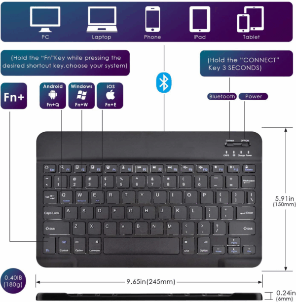 Torbica sa Bluetooth Tastaturom Leather za Tablet 10" Univerzalna zlatna