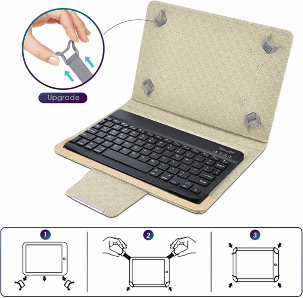 Torbica sa Bluetooth Tastaturom Leather za Tablet 10" Univerzalna zlatna