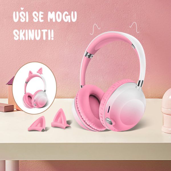 Bluetooth slusalice Cat Ear crne