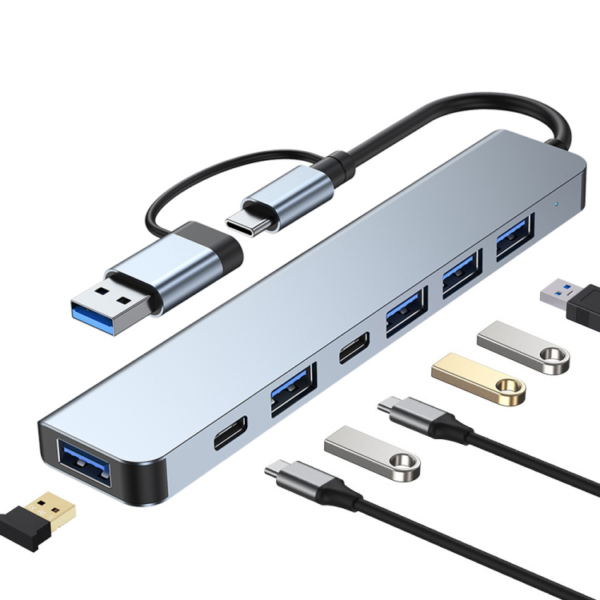 Adapter Type C - USB 3.0 HUB na 2xType C, 3xUSB 3.0 i 2xUSB 2.0 7u1 20cm kabl