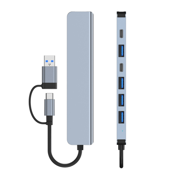 Adapter Type C - USB 3.0 HUB na 2xType C, 3xUSB 3.0 i 2xUSB 2.0 7u1 20cm kabl