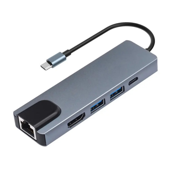 Adapter Type C na LAN Gb, Type C, 2xUSB 3.0 i HDMI 5u1 20cm kabl HUB