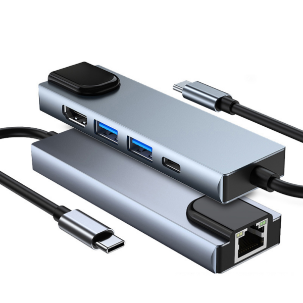 Adapter Type C na LAN Gb, Type C, 2xUSB 3.0 i HDMI 5u1 20cm kabl HUB