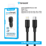 Auto punjac Teracell Evolution TC-11 PD 22.5W + USB QC3.0 20W, 45W (total) sa PD Lightning kablom crni - Slika 3