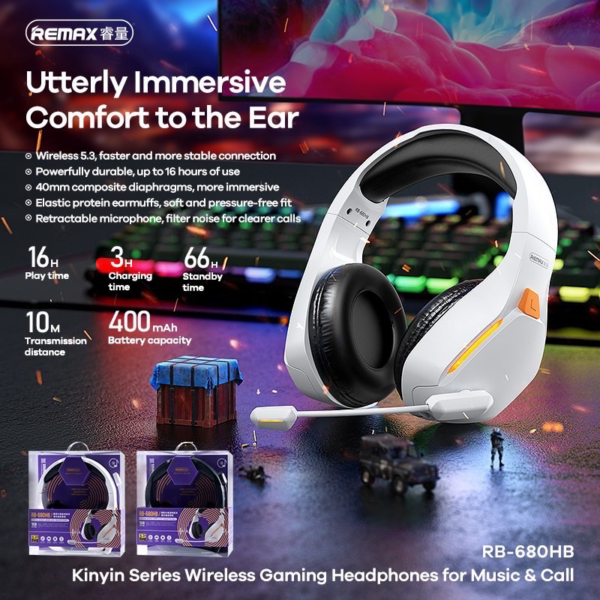 Slusalice REMAX Kinyin RB-680HB Series Wireless Gaming Headphones for Music&Call crne