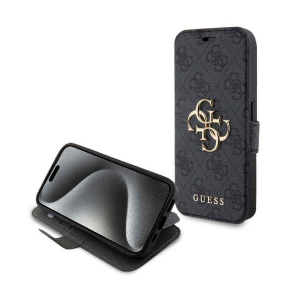 Torbica Guess Bk Pu leather 4G Metal Logo za iPhone 15 Pro 6.1 siva (GUBKP15L4GMGGR)