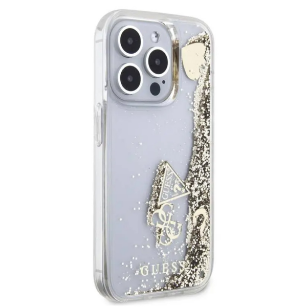 Torbica Guess Hc Liquid Glitter Charms za iPhone 15 Pro 6.1 zlatna (GUHCP15LGLHFLGO)