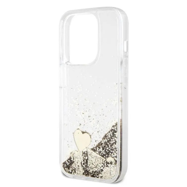 Torbica Guess Hc Liquid Glitter Charms za iPhone 15 Pro 6.1 zlatna (GUHCP15LGLHFLGO)