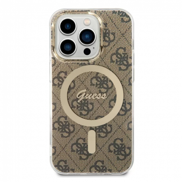 Torbica Guess Hc Magsafe IML 4G Pattern za iPhone 15 Pro 6.1 braon (GUHMP15LH4STW)