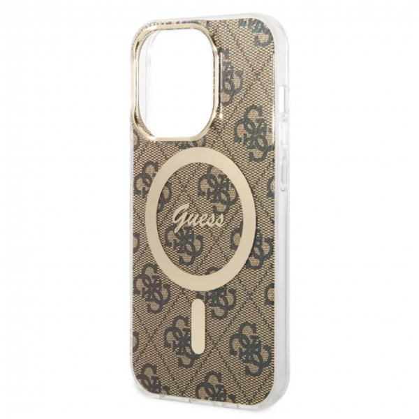 Torbica Guess Hc Magsafe IML 4G Pattern za iPhone 15 Pro 6.1 braon (GUHMP15LH4STW)