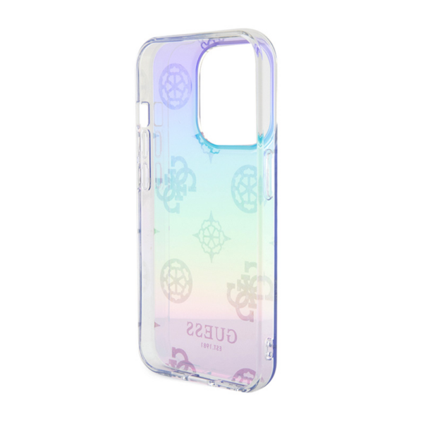 Torbica Guess Hc PC TPU Iridescent Glitter Pattern Peony Cordstrap za iPhone 15 Pro 6.1 ljubicasta (GUHCP15LHPELISU)