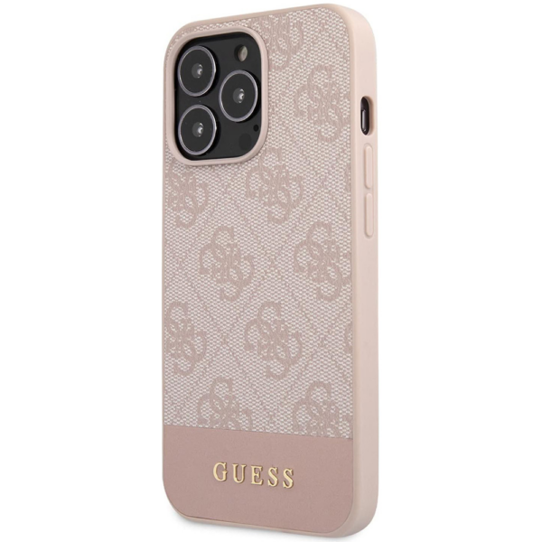 Torbica Guess Hc PC/TPU 4G Pu Bottom Stripe za iPhone 15 Pro 6.1 roze (GUHCP15LG4GLPI)